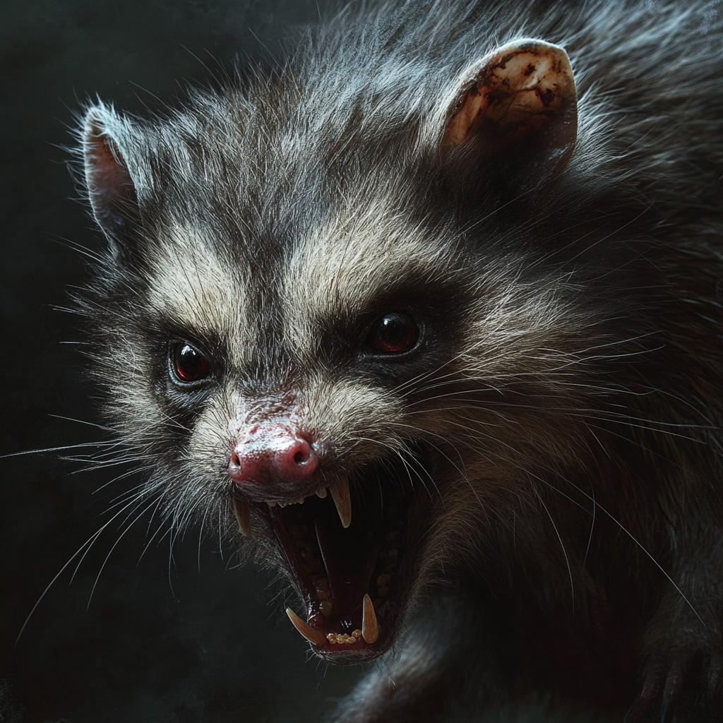 Image of an angry opossum.