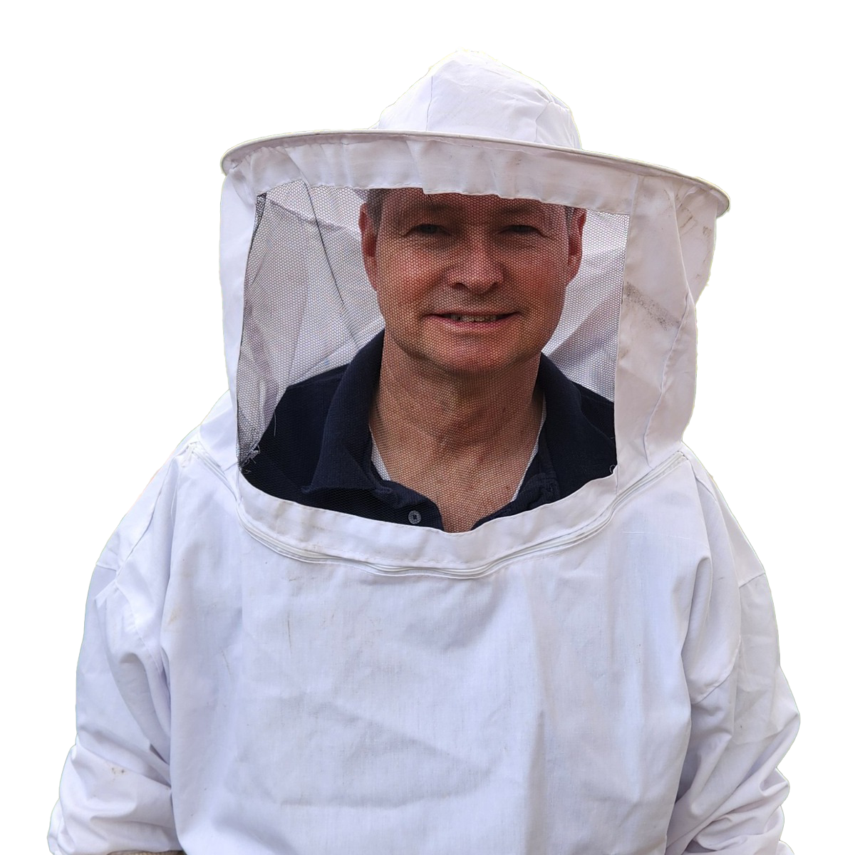 Image of Rick in a bee suit.